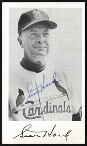1957-1958 St Louis Cardinals Team Issue Postcard -STAN HACK *Autographed* d.1979 - Picture 1 of 2
