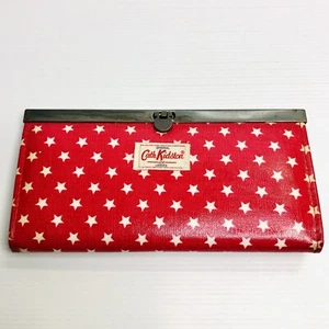Cath Kidston Wallet Red White Star Clasp Purse Oilcloth Retro Vintage Style - Picture 1 of 9