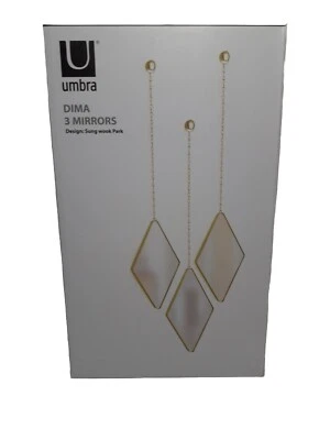Juego de 3 espejos de pared decorativos de latón mate diamante Umbra, Dima - Foto 1 de 4