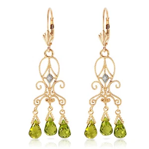 4.51 Carat 14K Solid Gold Chandelier Diamond Earrings Peridot - Picture 1 of 5