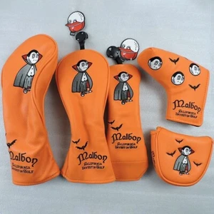 Juego de 5 cubiertas de cabeza de golf Malbon 1W+FW+UT+Ping+Mazo Drácula naranja/rojo vino - Imagen 1 de 16