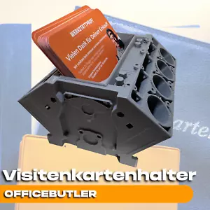 Visitenkartenhalter, Visitenkartenständer, Visitenkarten, Werbung, Motorblock - Bild 1 von 5