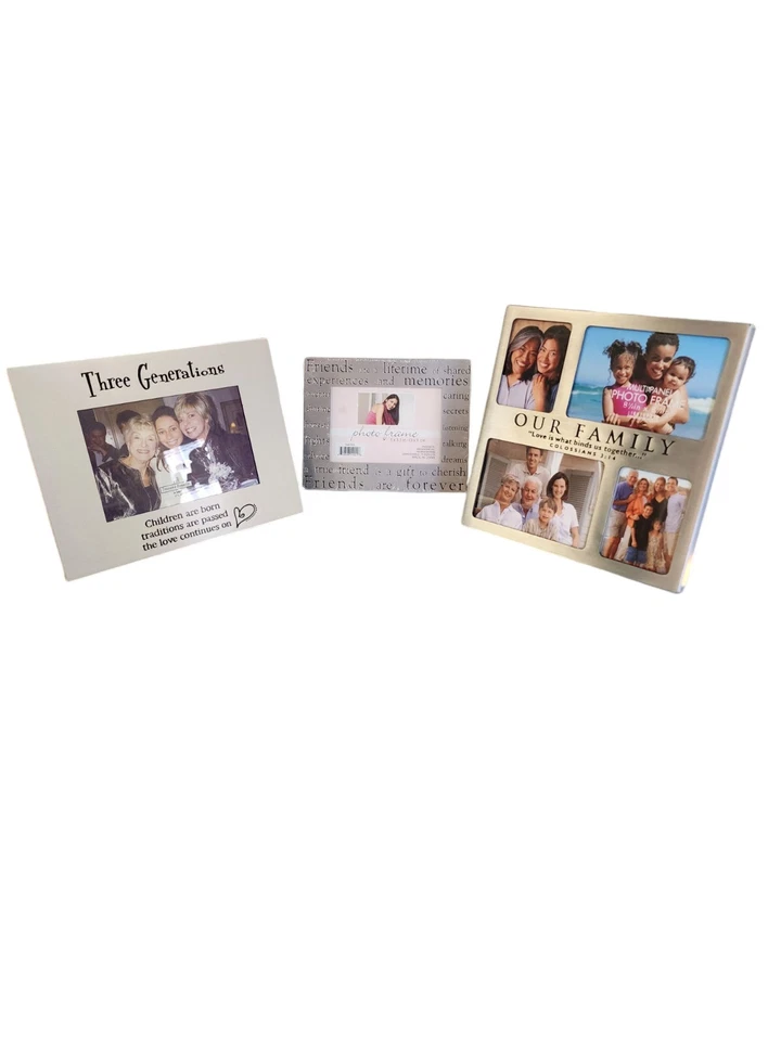 Lot Of 3, Three Generations Frame 4"x6", Family, And Friends 5"x3.5" Silver  Foto 1 de 4