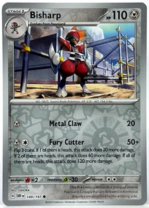 BISHARP Reverse Holo Scarlatto Viola Ossidiana Fiamme 149/197 Pokemon - Foto 1 di 2