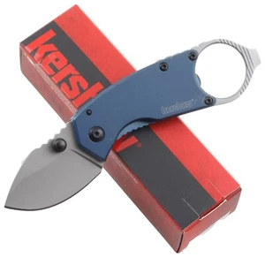 Kershaw Antic Framelock Folding Pocket Knife Blue PVD Handle Finger Ring 8710 - Picture 1 of 7