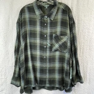 Camisa de franela Terra & Sky para mujer 3X verde oliva ligera suave a cuadros - Imagen 1 de 16