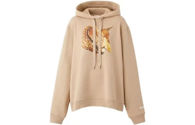 Sudadera con capucha holgada de algodón color liso estampado cervatillo Burberry SS22 Foto 1 de 4