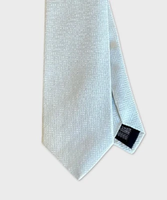 Villa Milano cravatta tre pieghe in seta zig zag, bianco CR3.5135.BI - Imagen 1 de 2