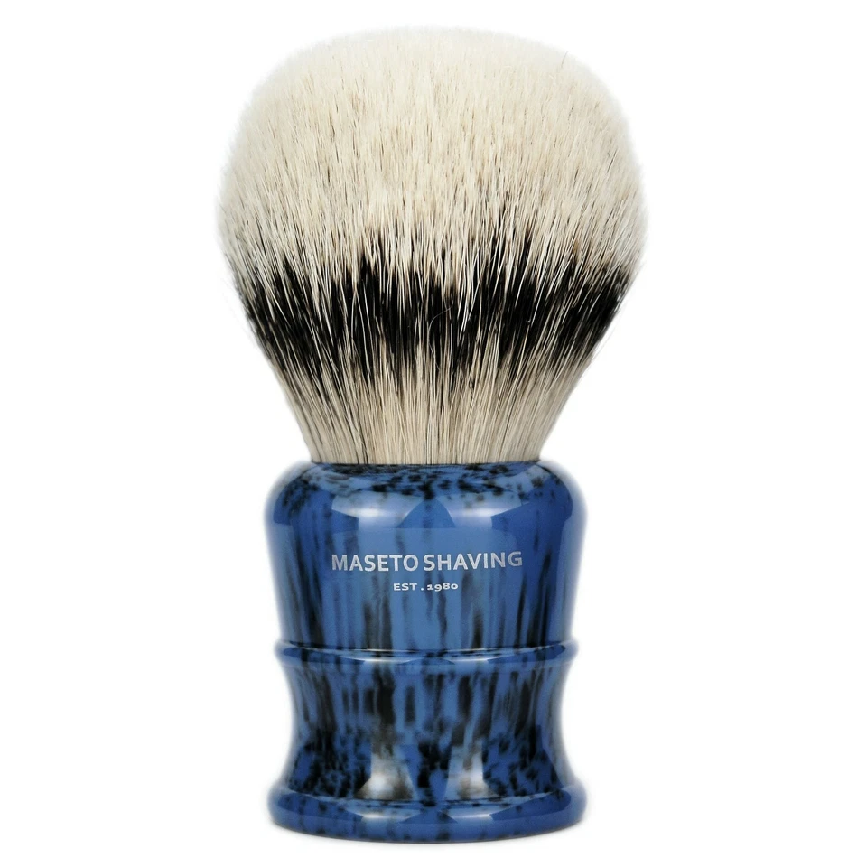 Cepillo de afeitar de cabello de tejón con punta plateada 100 % Manchuria clásico HECHO A MANO Foto 1 de 1