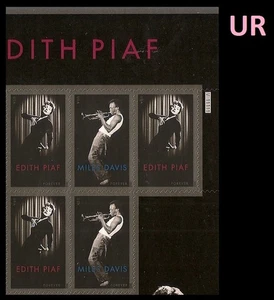 US 4692-4693 4693a Miles Davis Edith Piaf F plate block 5 UR MNH 2012 - Picture 1 of 1
