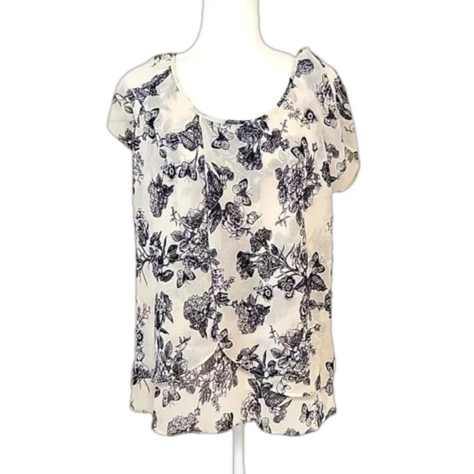 Blusa túnica Tamara H XL fluida boho crema y blanca mariposa femenina 🦋 🦋 Foto 1 de 4