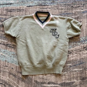 Pullover sudor vintage años 60 St. Johns Lutheran College verde cuello en V talla mediana - Imagen 1 de 9