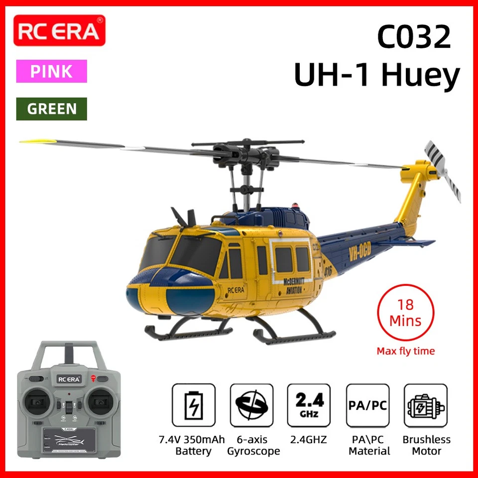 RC ERA C032 RC Hubschrauber Huey UH-1 6-axis Gyroskop 6CH 3D Brushless Flugzeug - Bild 1 von 4
