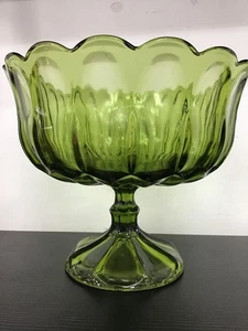 Cuenco pedestal verde aguacate Fairfield Anchor Hocking vintage - grande - 22,5 cm  - Imagen 1 de 5