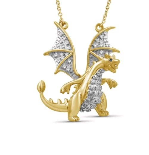 1/6 CT. T.W. Collar de dragón de diamantes azules y blancos en placa de oro de 14 quilates de ley Foto 1 de 1