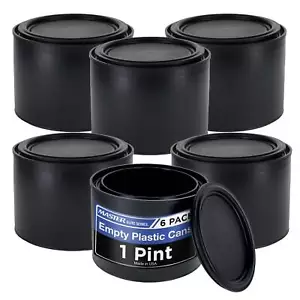Cubo de lata de pintura de plástico vacío de 1 pinta, paquete de 6, tapa hermética, almacenamiento de recubrimiento - Imagen 1 de 6