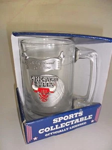 Chicago Bulls Glass Mug NIB With Pewter Logo & 1995-96 NBA Record 70 Wins Banner - Picture 1 of 11