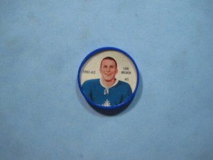 1961/62 SHIRRIFF PLASTIC NHL HOCKEY COIN #45 CARL BREWER NICE!! '61 SHIRRIFF