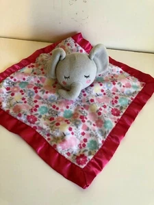 Parents Choice Elephant Plush Lovey Baby Security Blanket Pink Floral Satin Trim - Picture 1 of 5