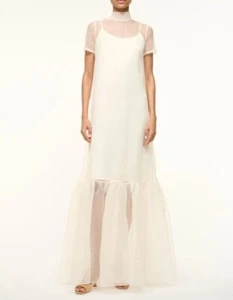 Organza Long Maxi Dress Summer Wedding Elegant Evening Prom Party Dress Size S - Picture 1 of 4