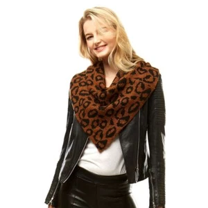 Brown Leopard Triangle Tube Scarf - Picture 1 of 4