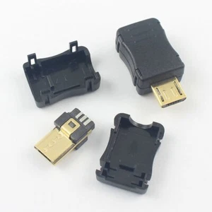 5Pcs Micro USB 5 Pin Male Connector 5P Gold Plated Jack Plug Socket With Cover - Foto 1 di 7