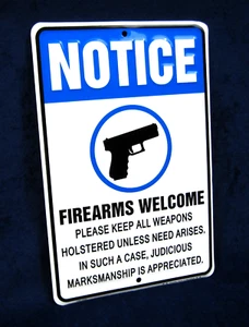BIENVENIDO ARMAS DE FUEGO - *HECHO EN EE. UU.* - Letrero de metal en relieve - Decoración de bar garaje cueva para hombre - Imagen 1 de 9