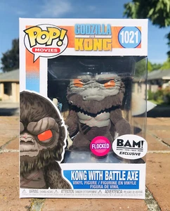 Funko POP! Godzilla vs Kong King Kong with Battle Axe Flocked BAM Exclusive 1021 - Picture 1 of 4