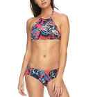 Roxy Women's Salty Shorty Crop Top Tropical Floral 2 Piece Bikini Tankini Large