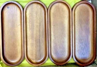(GRADE_B) 4 x NEW Handmade Wooden oval Tray With exterior DEFECT RRP £55 - Image 1 of 4