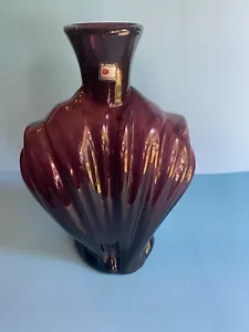 Vintage Hank Adams 1991 Emerald Blenko Amethyst Seashell Vase 9106, no flaws! - Picture 1 of 7