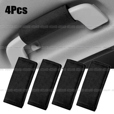 4Pcs Black SuedeCar Roof Grab Handle Protective Cover Pull Gloves Accessories - image 1 of 4