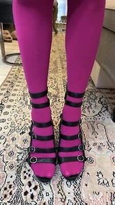 NUEVE SANDALIAS DE PLATAFORMA DE TACÓN ALTO DE CUERO NEGRO NEGRO OESTE Tamaño - EU38 UK5 US7 - Imagen 1 de 12