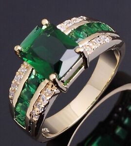 Jewelry Size 9 Man Woman Classic Wedding Emerald 18K Gold Filled Fashion Ring