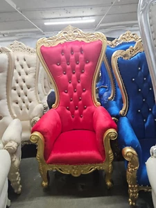Brand New Royal 70" Tall Throne Party Chair Style - Red Velvet / Gold - Picture 1 of 7