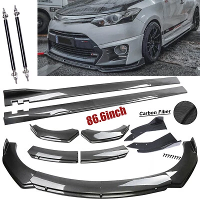 For Toyota Camry Fiber Front Bumper Lip Spoiler 86.6" Side Skirt/ Kit Foto 1 de 4