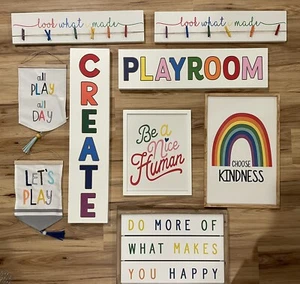 Creative Theme Kids Room Daycare Playroom Decor Wall Plaques 9 Pieces - Picture 1 of 1