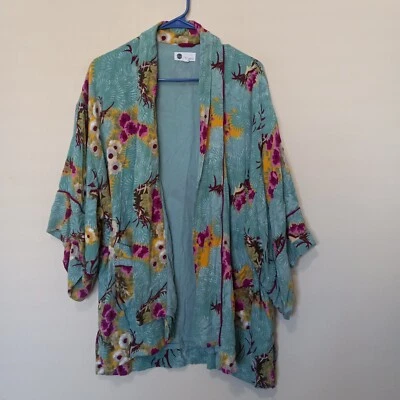 Chaqueta kimono floral de rayón FLOREAT Loved By Anthropologie para mujer talla XS/S Foto 1 de 4