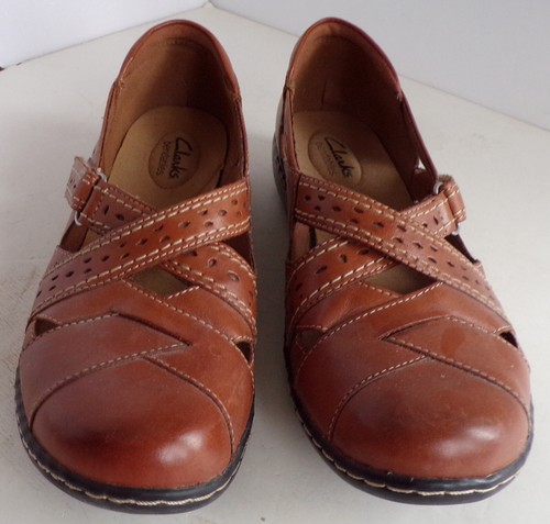 Scarpa Clarks Bendables donna Ashland Spin ballerine slip on pelle marrone taglia 9M