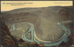 Horseshow Curve, Deschutes River, 1915 PPIE Werbestempel, Eisenbahnmotiv - Bild 1 von 2