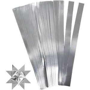 100 Papierstreifen für Fröbelsterne, Silber, 10 mm x 45 cm Sterne falten