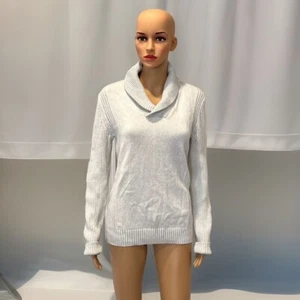 American Rag Shawl Collar Sweater Women Medium Ribbed Knit Pullover Long Sleeve - Picture 1 of 9
