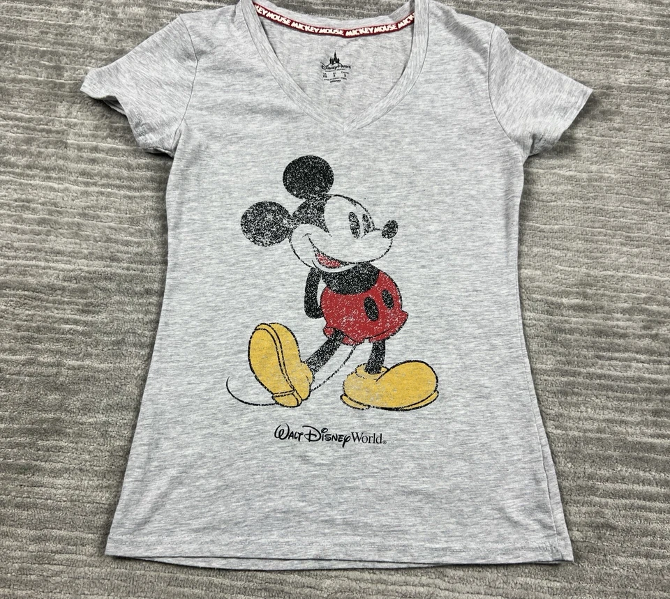 Top de Mickey Mouse de los parques de Disney para mujer XS gris manga corta cuello en V Foto 1 de 4