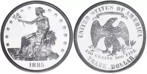 1885 HANDEL SILBERDOLLAR GLÄNZEND POSTER BILD FOTO Münzen Geldwährung US 124 - Bild 1 von 1