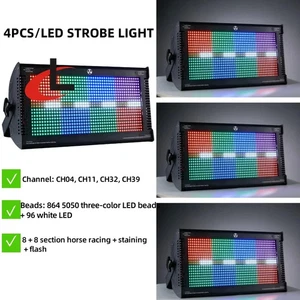 4PC/Club Disco Dmx 1000w Rgb 8+8 Stroboscopic Led Strobe Light Stage Lighting - Picture 1 of 12