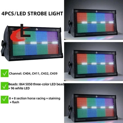 4PC/Club Disco Dmx 1000w Rgb 8+8 Stroboscopic Led Strobe Light Stage Lighting - Image 1 of 4