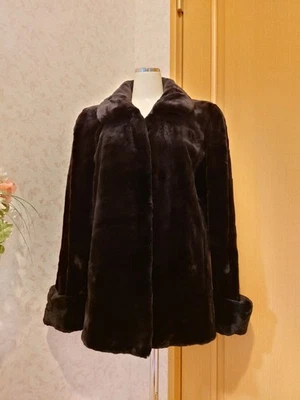 ❤❤SAGA ROYAL Suave ❤Visón Compartido❤Abrigo Forro Floral Negro Foto 1 de 4