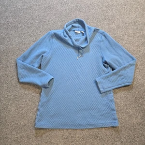 LL Bean Sweater Womens Medium Blue SoftLight Quited Funnelneck Pullover Casual - Picture 1 of 9
