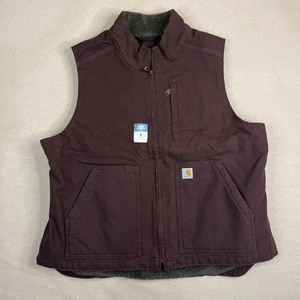 Carhartt Vest XL (16-18) Relaxed Fit Canvas Insulated Dark Purple BlackBerry - Picture 1 of 7