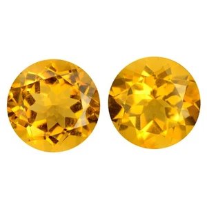 8.69 Ct Well-Chosen (11 x 11 ) PERFECT ROUND MATCHING PAIR EARRING CITRINE GEMS - Picture 1 of 5